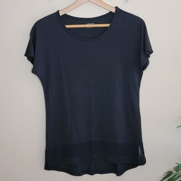 BCG | Black Short Sleeve Tee with Mesh Detail at Hem Size Medium - Picture 1 of 6